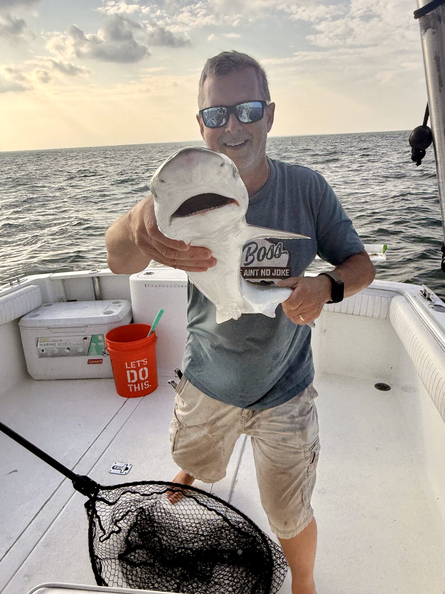 Captain Dan Faoro with a sea bass